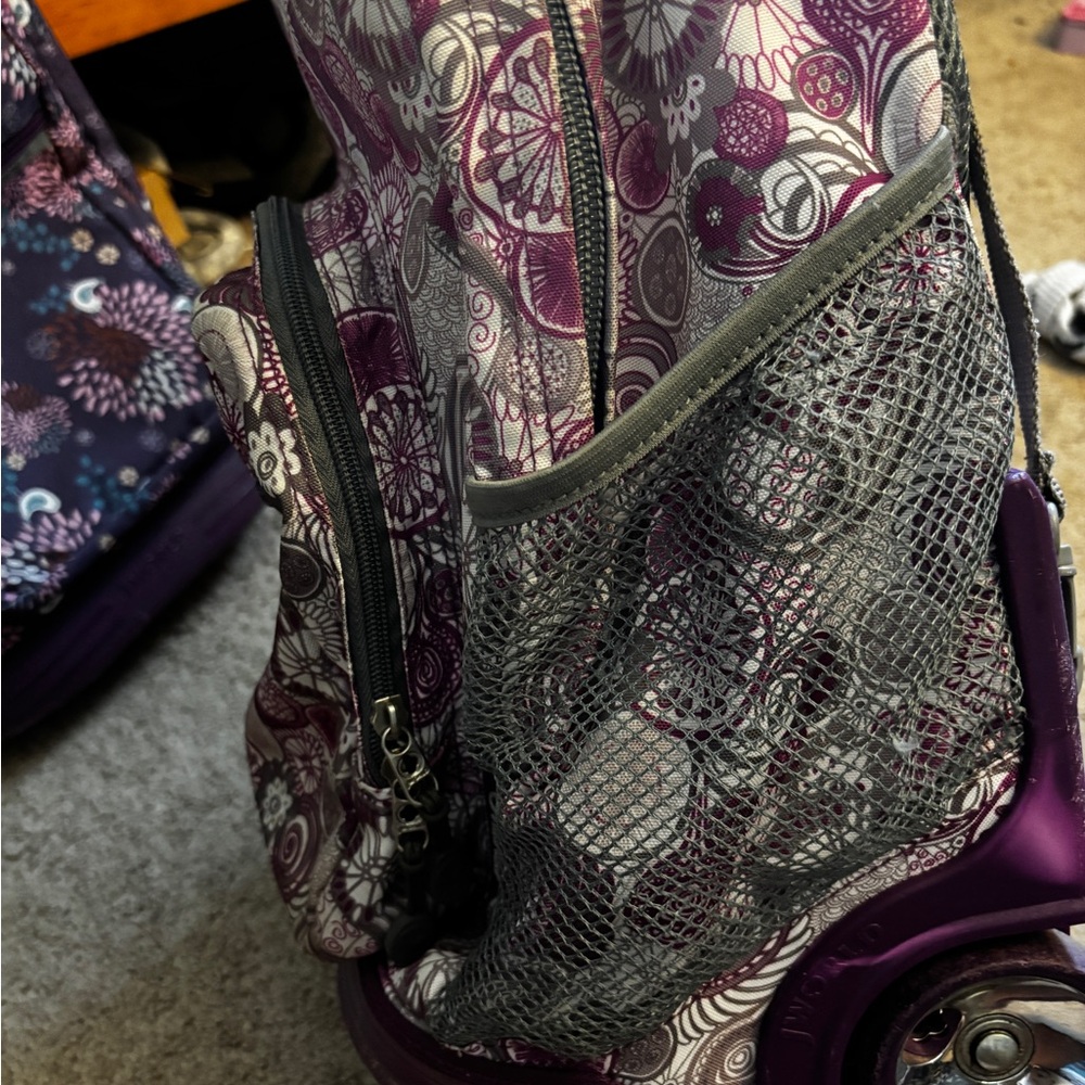 J World Purple Patterned Rolling Backpack - image 5